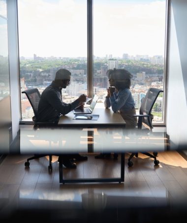 Performance review in a modern office